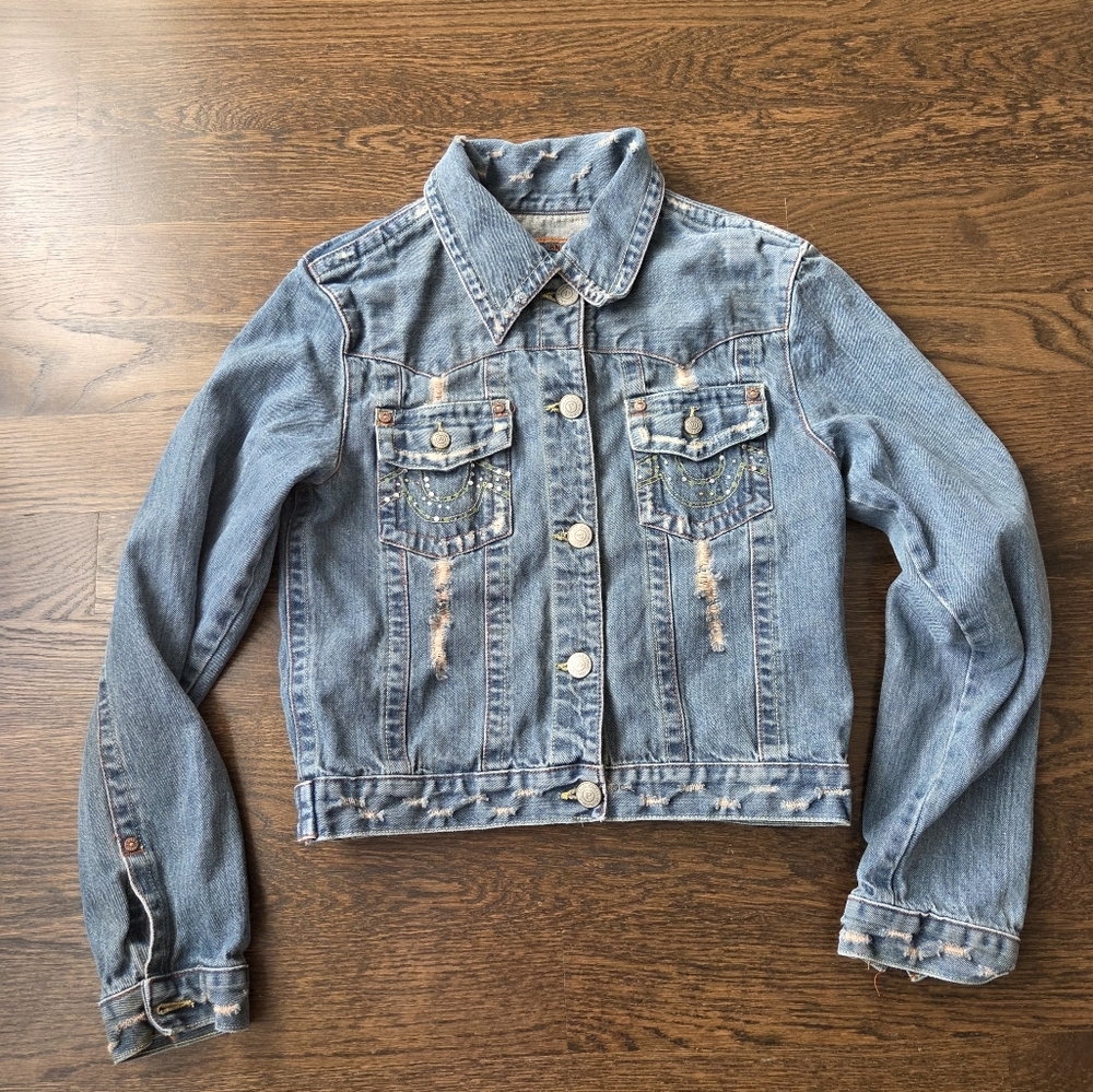 Paris Angel Blue Jean Jacket with Stud Accents Sz.L